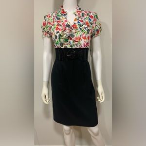 Alyx Limited Dress Black Colorful Floral Bleted Cap Sleeve Womens 4 Workwear